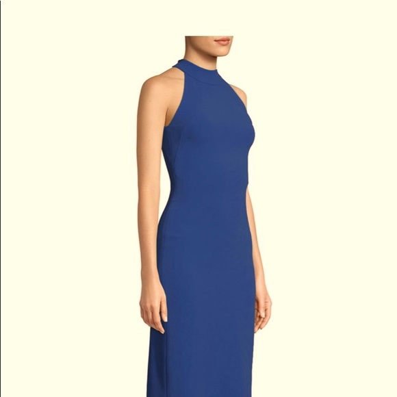 Brandon Maxwell Dresses & Skirts - Brandon Maxwell dark blue sleeveless halter midi sheath dress with body con fit
